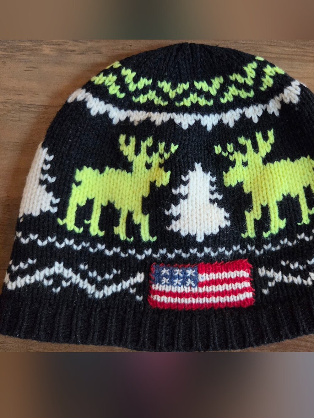 Polo Ralph Lauren Neon Americana Reindeer beanie 100% Wool